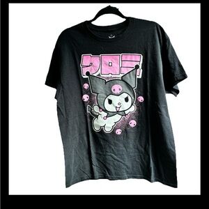 Sanrio Black and Pink Kuromi T-Shirt Large